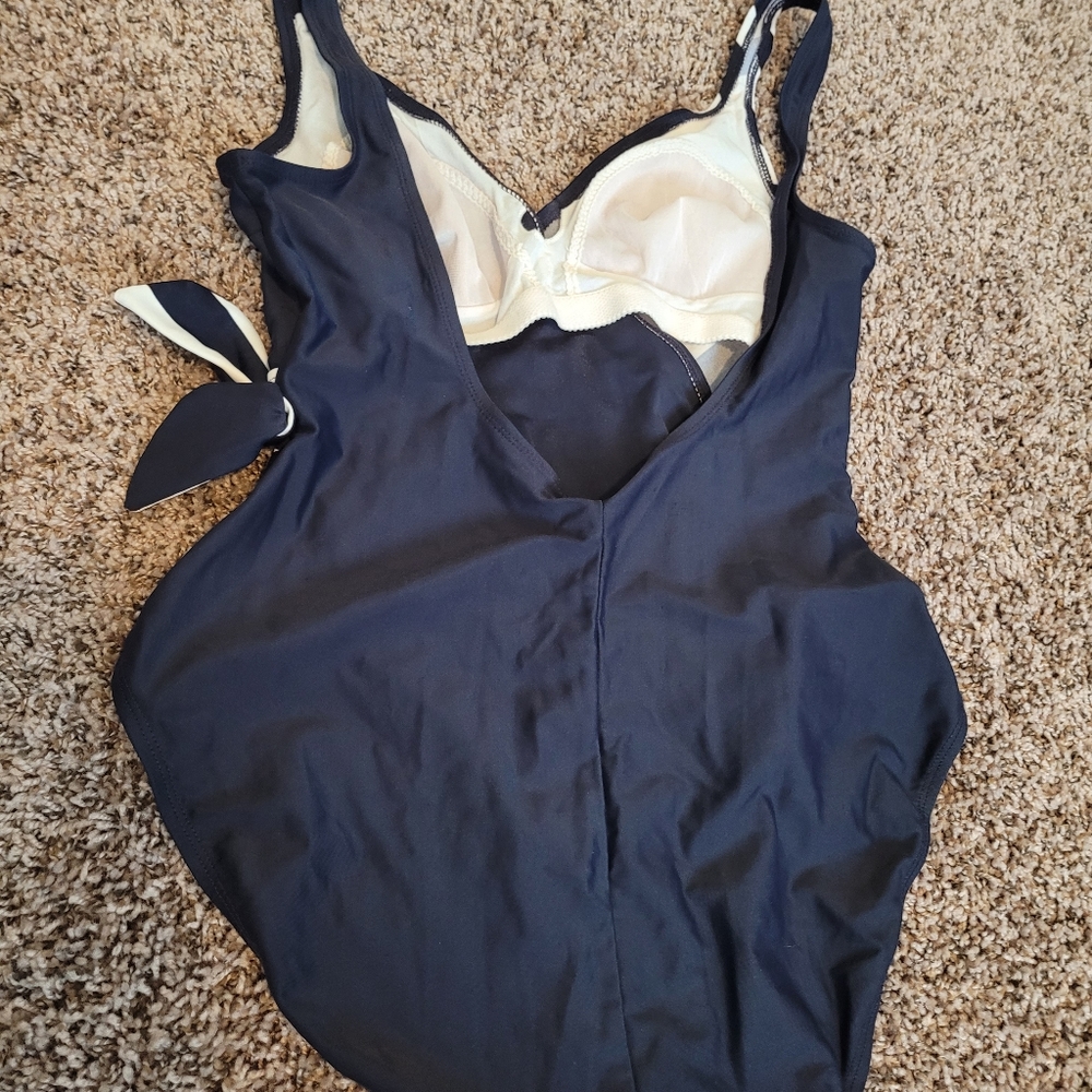 Oscar dela Renta vintage swimsuit 16 black & white stretch - Picture 5 of 7